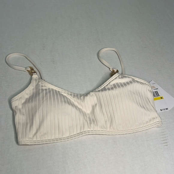MICHAEL MICHAEL KORS RIBBED CREAM/BEIGE BIKINI MEDIUM - Picture 2 of 16